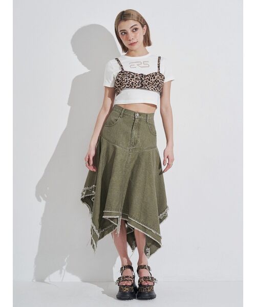 EVRIS（エヴリス）の「ERSカッティングショートTシャツ（Tシャツ/カットソー・レディース・ホワイト/レッド/ブラック・FREE）」の9枚目の写真