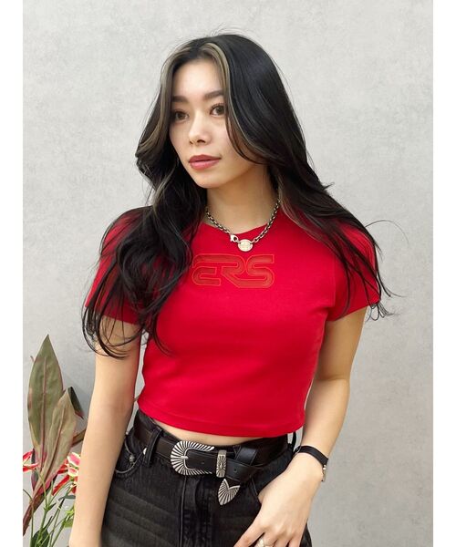 EVRIS（エヴリス）の「ERSカッティングショートTシャツ（Tシャツ/カットソー・レディース・ホワイト/レッド/ブラック・FREE）」の11枚目の写真