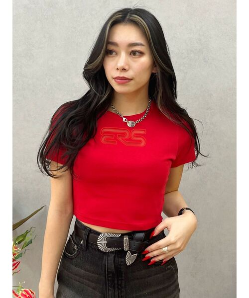 EVRIS（エヴリス）の「ERSカッティングショートTシャツ（Tシャツ/カットソー・レディース・ホワイト/レッド/ブラック・FREE）」の12枚目の写真