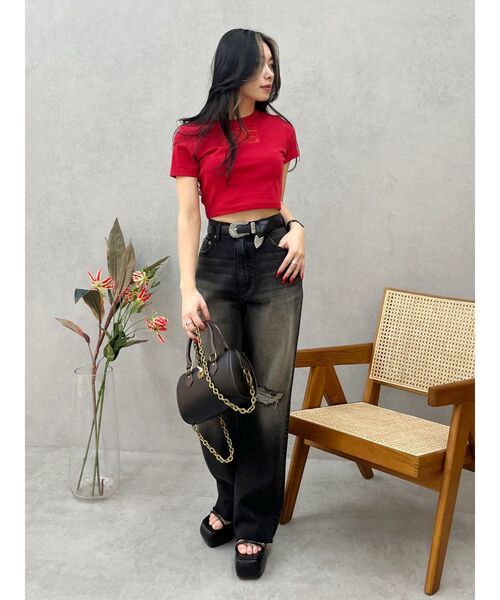 EVRIS（エヴリス）の「ERSカッティングショートTシャツ（Tシャツ/カットソー・レディース・ホワイト/レッド/ブラック・FREE）」の14枚目の写真