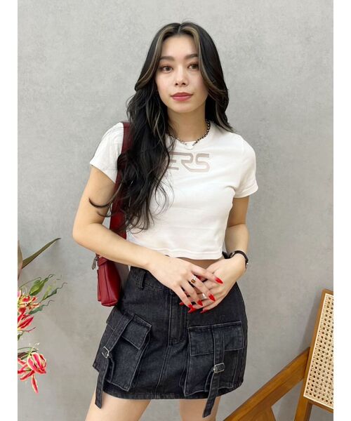 EVRIS（エヴリス）の「ERSカッティングショートTシャツ（Tシャツ/カットソー・レディース・ホワイト/レッド/ブラック・FREE）」の21枚目の写真