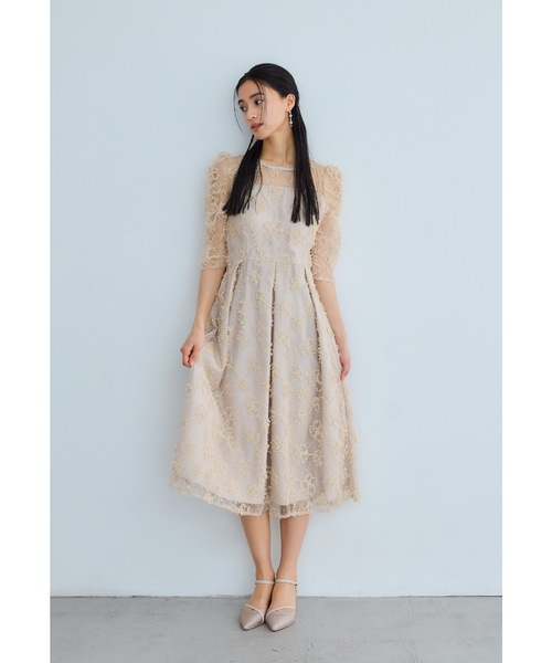 セール】スパンコールフラワーレースドレス 結婚式 成人式