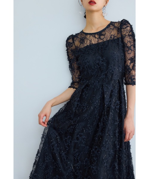 niana スパンコールフラワーレース Aライン niana ニアナ スパンコール