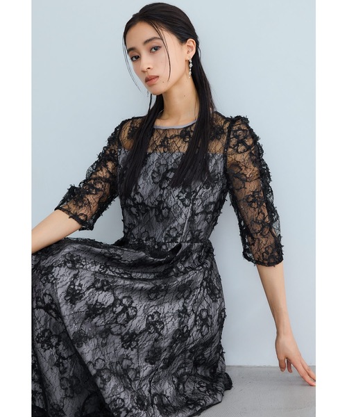 セール】スパンコールフラワーレースドレス 結婚式 成人式