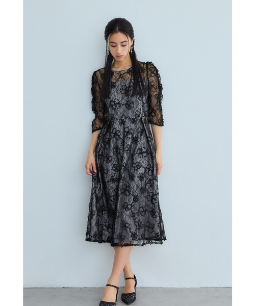 セール】スパンコールフラワーレースドレス 結婚式 成人式