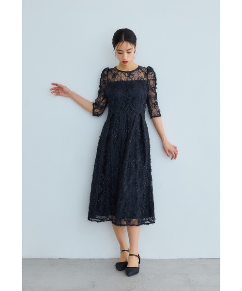 セール】スパンコールフラワーレースドレス 結婚式 成人式