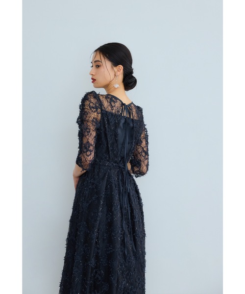 セール】スパンコールフラワーレースドレス 結婚式 成人式