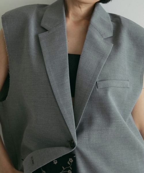 「anuke」 ベスト 38inch グレー レディース anuke アンヌーク Cutoff Twill Vest グレー ベスト 38 レディース