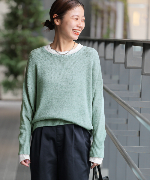 JOURNAL STANDARD / ジャーナルスタンダード 25SS 25080400307210 テープヤーンVプルオーバー 長袖ニットセーター JOURNAL STANDARD relume ニット セーター テープヤーン
