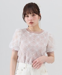 REDYAZEL（レディアゼル）の「フラワーチュールドッキングニットトップス（ニット/セーター）」