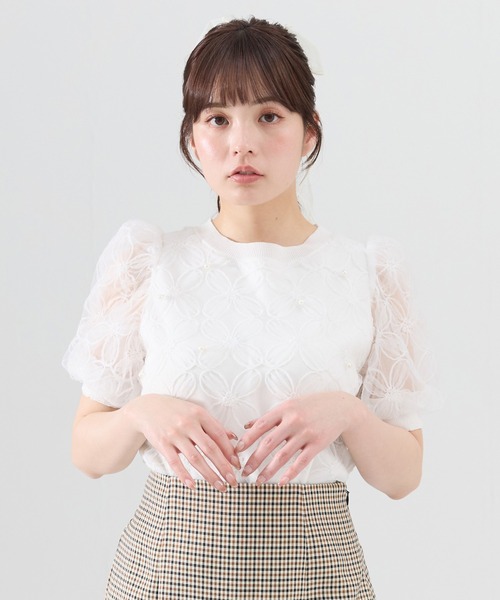 セール】フラワーチュールドッキングニットトップス（ニット