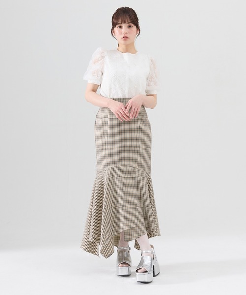 REDYAZEL（レディアゼル）の「フラワーチュールドッキングニットトップス（ニット/セーター・レディース・ブラック/オフホワイト/ピンク・FREE）」の9枚目の写真