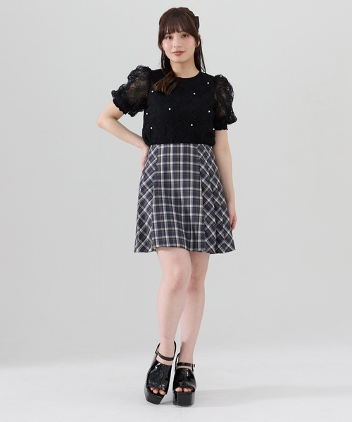 REDYAZEL（レディアゼル）の「フラワーチュールドッキングニットトップス（ニット/セーター・レディース・ブラック/オフホワイト/ピンク・FREE）」の15枚目の写真