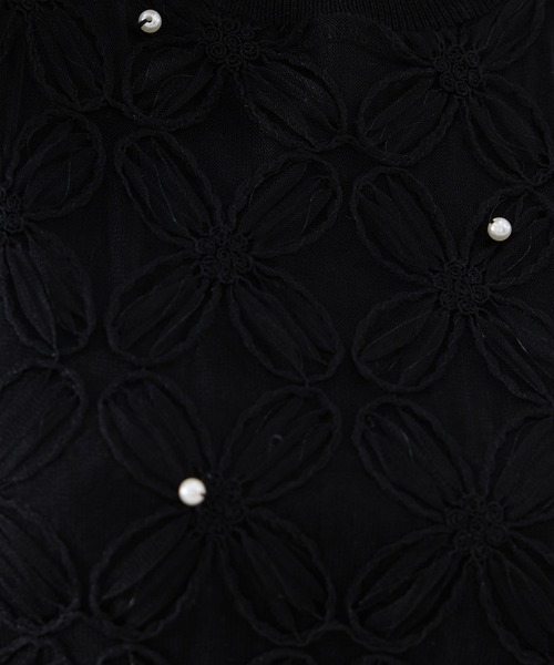 REDYAZEL（レディアゼル）の「フラワーチュールドッキングニットトップス（ニット/セーター・レディース・ブラック/オフホワイト/ピンク・FREE）」の17枚目の写真