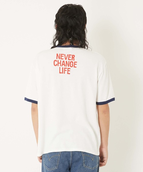 ガーゼウラケ パームツリープリント リンガーTEE（Tシャツ