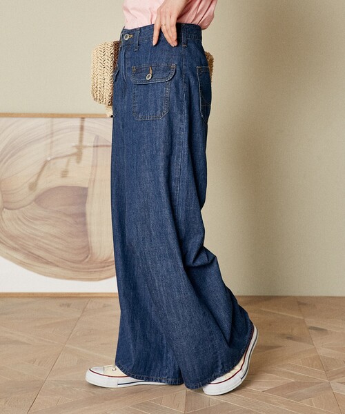 FREAK'S STORE(フリークスストア)の「SOMETHING × FREAK'S STORE/サムシング 別注 Summer Marine Pants/マリンパンツ/デニムワイドデニム/リネンレーヨンパンツ(デニムパンツ・レディース・ワイン/ネイビー/ベージュ・SMALL/MEDIUM)」の20枚目の写真