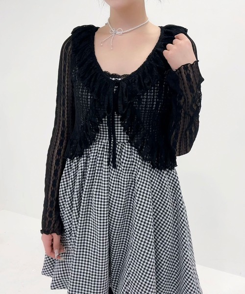 DearMyLoveRose(ディアマイラブローズ)の「ロマンティックフリルボレロカーデ【大きいサイズ有り】(カーディガン/ボレロ・レディース・ホワイト/ピンクベージュ/レッド/ブラック・MEDIUM/LARGE/LL/3L)」の15枚目の写真