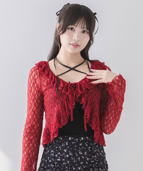 DearMyLoveRose(ディアマイラブローズ)の「ロマンティックフリルボレロカーデ【大きいサイズ有り】(カーディガン/ボレロ・レディース・ホワイト/ピンクベージュ/レッド/ブラック・MEDIUM/LARGE/LL/3L)」の20枚目の写真