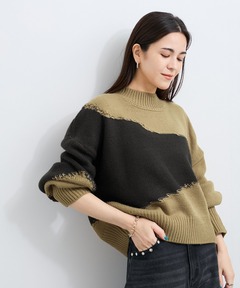 エンフォルド ENFOLD CASH TOUCH ニットプルオーバー バイカラー 美品】ENFOLD CASH TOUCH ニットプルオーバー バイカラー エンフォルド