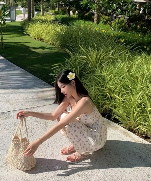 kirakiraShop(キラキラショップ)の「【新色追加】1枚で甘さ満開。小花柄 ミニ キャミ ワンピース。(ワンピース・レディース・ピンク/ブルー/パープル/イエロー・FREE)」の13枚目の写真