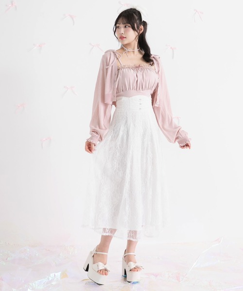 夢展望 DearMyLove ディアマイラブ バックリボンハイウエストスカート バックリボンハイウエストフレアスカート（スカート