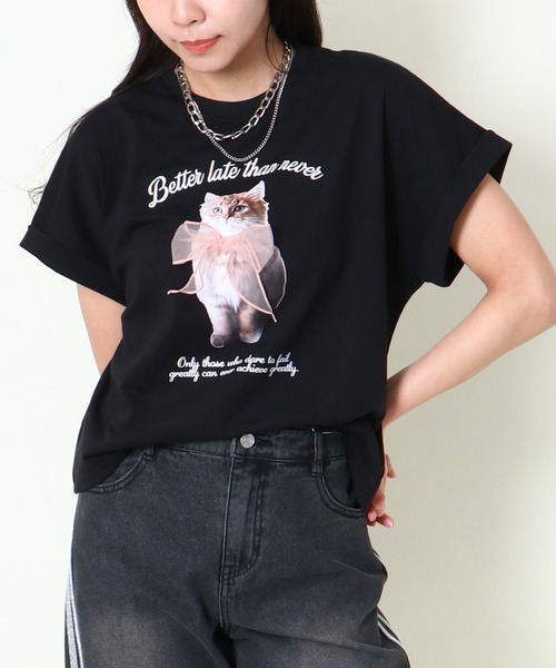 GORGE(ゴージ)の「《立体リボン×フレンチ袖》映えディテールTシャツ(Tシャツ/カットソー・レディース・オフホワイト/ブルー/ブラック・F)」の5枚目の写真