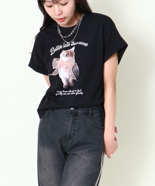 GORGE(ゴージ)の「《立体リボン×フレンチ袖》映えディテールTシャツ(Tシャツ/カットソー・レディース・オフホワイト/ブルー/ブラック・F)」の6枚目の写真