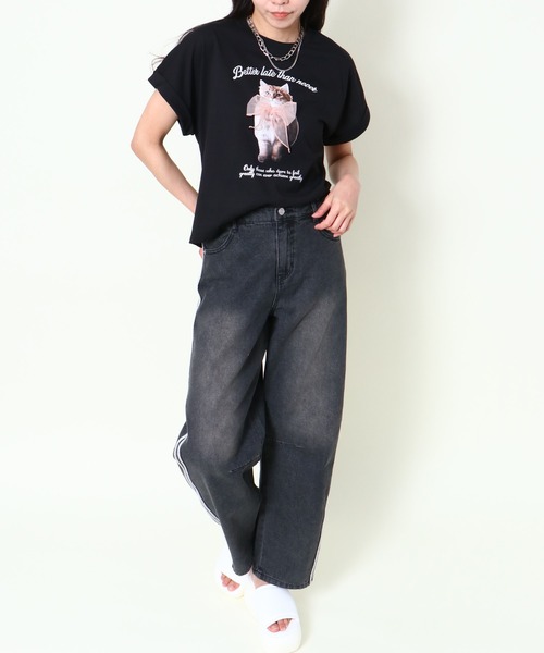 GORGE(ゴージ)の「《立体リボン×フレンチ袖》映えディテールTシャツ(Tシャツ/カットソー・レディース・オフホワイト/ブルー/ブラック・F)」の8枚目の写真