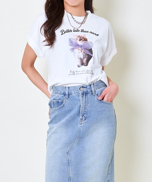 GORGE(ゴージ)の「《立体リボン×フレンチ袖》映えディテールTシャツ(Tシャツ/カットソー・レディース・オフホワイト/ブルー/ブラック・F)」の11枚目の写真