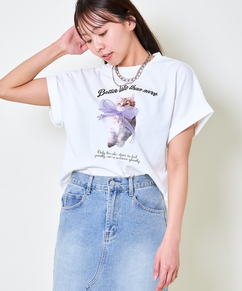 GORGE(ゴージ)の「《立体リボン×フレンチ袖》映えディテールTシャツ(Tシャツ/カットソー・レディース・オフホワイト/ブルー/ブラック・F)」の14枚目の写真