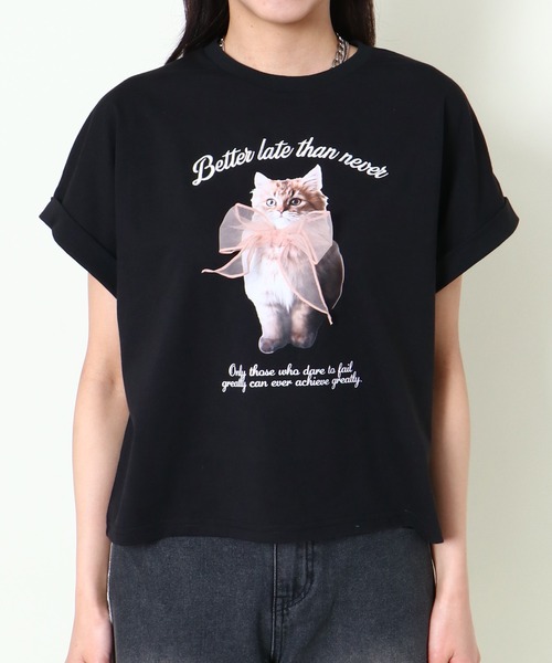 GORGE(ゴージ)の「《立体リボン×フレンチ袖》映えディテールTシャツ(Tシャツ/カットソー・レディース・オフホワイト/ブルー/ブラック・F)」の18枚目の写真