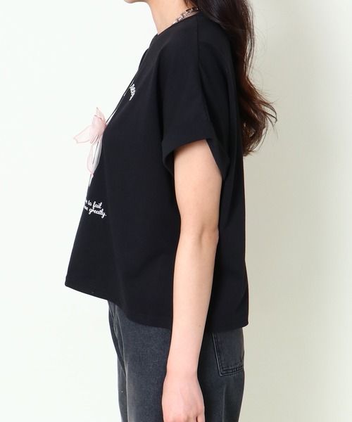 GORGE(ゴージ)の「《立体リボン×フレンチ袖》映えディテールTシャツ(Tシャツ/カットソー・レディース・オフホワイト/ブルー/ブラック・F)」の19枚目の写真