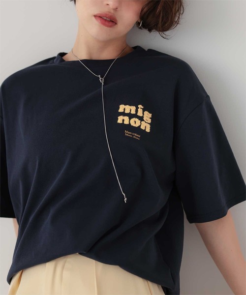 titivate（ティティベイト）の「サガラ刺繍Tシャツ（Tシャツ/カットソー・レディース・チャコール/オフホワイト/ネイビー・L/M/S）」の3枚目の写真