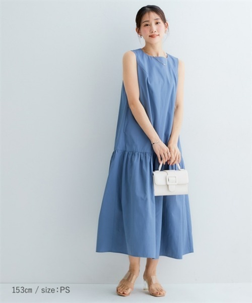 Petitjo(プッチージョ)の「小さいサイズ 綿混裾切替ノースリーブワンピース 低身長さん・小柄女性(ワンピース・レディース・ベージュ/ブルー/ブルーグリーン/グリーン/チャコールグレー・PL/PM/PS/PSS)」の15枚目の写真