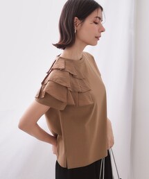 OPAQUE.CLIP（オペークドットクリップ）の「◆ショルダーフリルドッキングカットソー【UV／接触冷感／洗濯機洗い可】（Tシャツ/カットソー・レディース）」