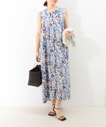 レーヨンティアードプリントシャツワンピース