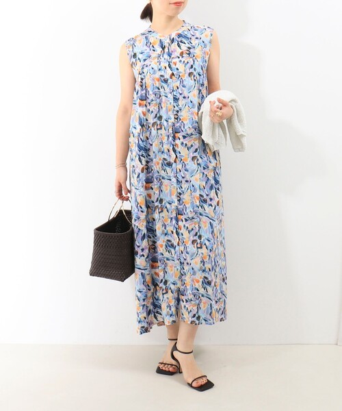 MICO COULIER(ミコクリエ)の「レーヨンティアードプリントシャツワンピース(ワンピース・レディース・グリーン系その他/ブルー系その他・38)」の1枚目の写真