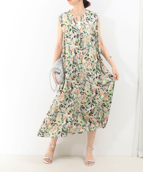 MICO COULIER(ミコクリエ)の「レーヨンティアードプリントシャツワンピース(ワンピース・レディース・グリーン系その他/ブルー系その他・38)」の19枚目の写真