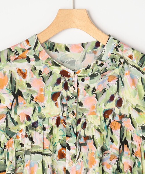 MICO COULIER(ミコクリエ)の「レーヨンティアードプリントシャツワンピース(ワンピース・レディース・グリーン系その他/ブルー系その他・38)」の11枚目の写真