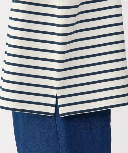 無印良品(ムジルシリョウヒン)の「紳士 洗いざらし太番手ボートネック五分袖Tシャツ(Tシャツ/カットソー・メンズ・カーキ系/ブラック系/ホワイト系/ネイビー系・L/M/S/XL)」の20枚目の写真