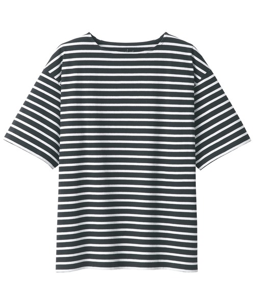 無印良品(ムジルシリョウヒン)の「紳士 洗いざらし太番手ボートネック五分袖Tシャツ(Tシャツ/カットソー・メンズ・カーキ系/ブラック系/ホワイト系/ネイビー系・L/M/S/XL)」の11枚目の写真