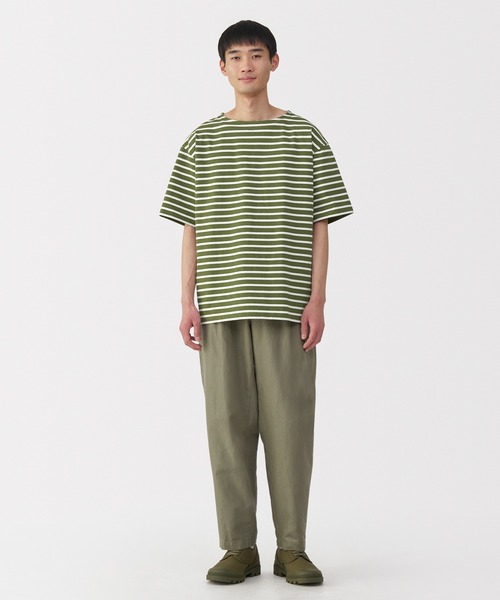 無印良品(ムジルシリョウヒン)の「紳士 洗いざらし太番手ボートネック五分袖Tシャツ(Tシャツ/カットソー・メンズ・カーキ系/ブラック系/ホワイト系/ネイビー系・L/M/S/XL)」の8枚目の写真