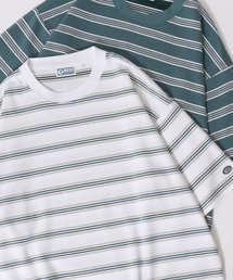 DISCUS | 2026SS新色追加 DISCUS/ディスカス COOLMAX(R) ダンボールニット ロゴワッペン刺繍 ボーダー オーバーサイズ 半袖Tシャツ レディース メンズ(Tシャツ/カットソー)