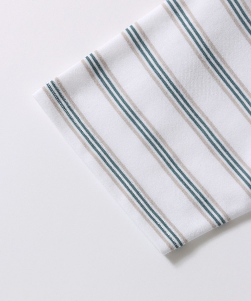 DISCUS（ディスカス）の「2026SS新色追加 DISCUS/ディスカス COOLMAX(R) ダンボールニット ロゴワッペン刺繍 ボーダー オーバーサイズ 半袖Tシャツ レディース メンズ（Tシャツ/カットソー・メンズ・ホワイト系その他/ブラック系その他/グレー系その他/グリーン系その他/グリーン系その他2/ホワイト系その他3/ベージュ系その他/ホワイト系その他2・LL/M/L）」の15枚目の写真