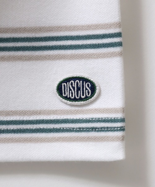DISCUS（ディスカス）の「2026SS新色追加 DISCUS/ディスカス COOLMAX(R) ダンボールニット ロゴワッペン刺繍 ボーダー オーバーサイズ 半袖Tシャツ レディース メンズ（Tシャツ/カットソー・メンズ・ホワイト系その他/ブラック系その他/グレー系その他/グリーン系その他/グリーン系その他2/ホワイト系その他3/ベージュ系その他/ホワイト系その他2・LL/M/L）」の16枚目の写真