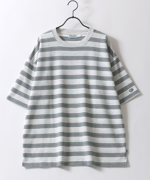 DISCUS（ディスカス）の「2026SS新色追加 DISCUS/ディスカス COOLMAX(R) ダンボールニット ロゴワッペン刺繍 ボーダー オーバーサイズ 半袖Tシャツ レディース メンズ（Tシャツ/カットソー・メンズ・ホワイト系その他/ブラック系その他/グレー系その他/グリーン系その他/グリーン系その他2/ホワイト系その他3/ベージュ系その他/ホワイト系その他2・LL/M/L）」の11枚目の写真