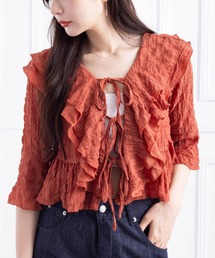 CLEAR BASIC | ダブルフリル七分袖ブラウス[大人 フェミニン スタイルアップ レイヤード]≪CLEAR BASIC≫(シャツ/ブラウス)