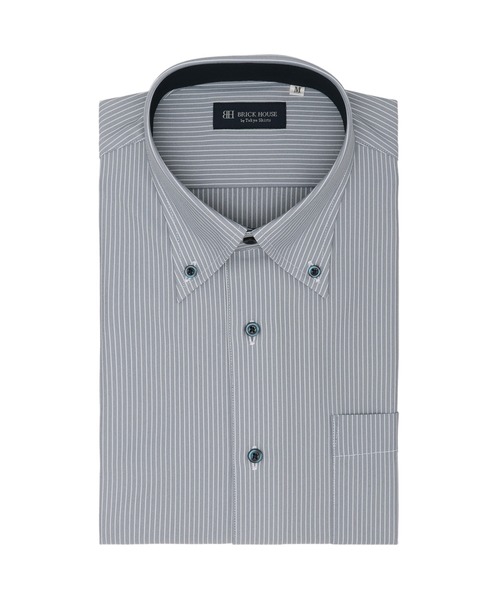 TOKYO SHIRTS(トウキョウシャツ)の「形態安定ノンアイロン ボタンダウン 半袖ストレッチビジネスワイシャツ(ビジネスシャツ・メンズ・ブルーグレー・首回り39cm/首回り41cm/首回り42cm/首回り43cm/首回り37cm)」の1枚目の写真