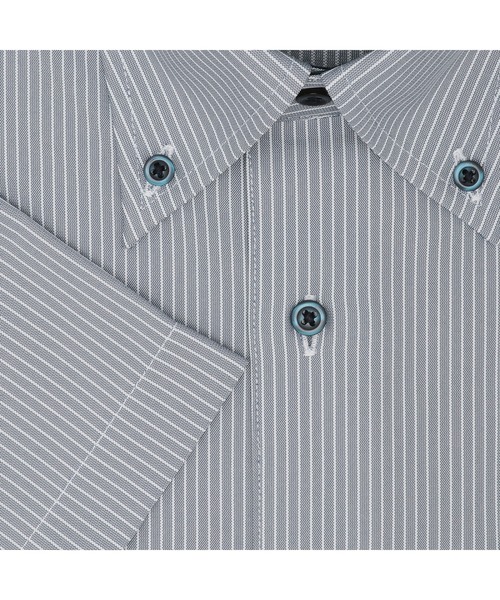 TOKYO SHIRTS(トウキョウシャツ)の「形態安定ノンアイロン ボタンダウン 半袖ストレッチビジネスワイシャツ(ビジネスシャツ・メンズ・ブルーグレー・首回り39cm/首回り41cm/首回り42cm/首回り43cm/首回り37cm)」の3枚目の写真