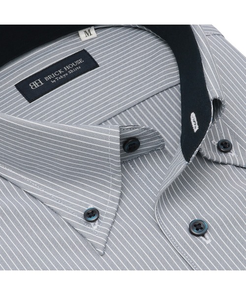 TOKYO SHIRTS(トウキョウシャツ)の「形態安定ノンアイロン ボタンダウン 半袖ストレッチビジネスワイシャツ(ビジネスシャツ・メンズ・ブルーグレー・首回り39cm/首回り41cm/首回り42cm/首回り43cm/首回り37cm)」の2枚目の写真
